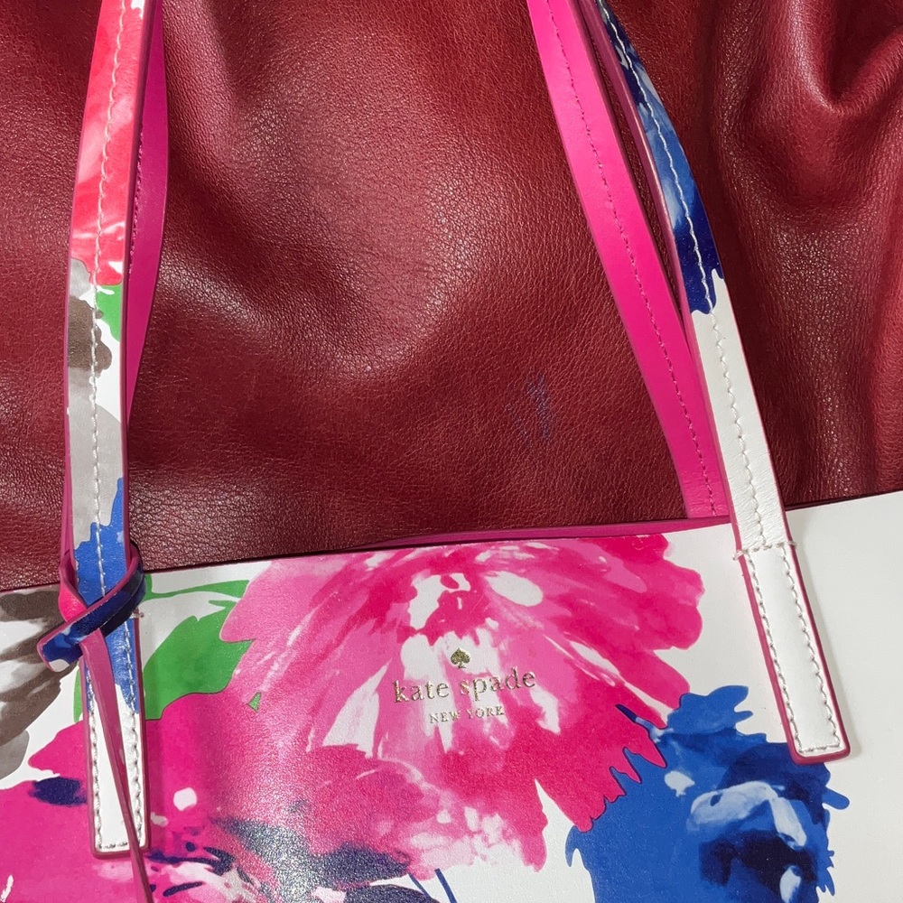 Kate Spade White Floral Tote with Pink and Blue Flowers - Picture 5 of 9
